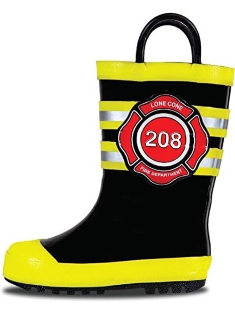 Lone Cone Kids Size 4 Rain Boots Firefighter Design Water-Resistant Pull Handles